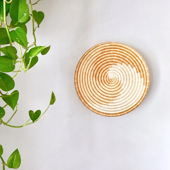Other - Rolled Woven String Wheel Bowl Boho Wall Decor Art